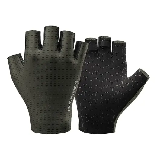 Rockbros Breathable Short Finger Cycling Gloves, Size: S - Green