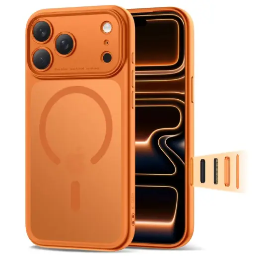 TECH-PROTECT MAGPEAK CC maciņš ar MagSafe atbalstu telefonam Apple iPhone 17 Pro Max oranžs