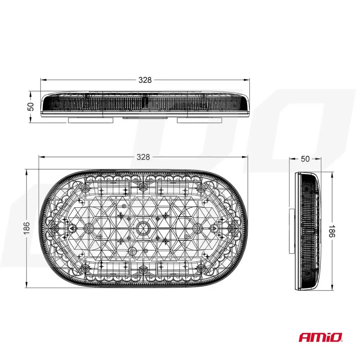 High intensity MAGNETIC mount MINI LIGHT BAR WLB78 293x171mm R65 R10 48LED 12/24V IP56