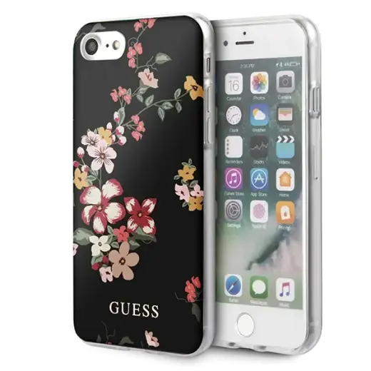 Guess GUHCI8PCUTRFL04 iPhone 7|8|SE 2020 | SE 2022 czarny|black N°4 Flower Collection Shiny