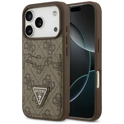 Case Guess 4G Double Card Triangle for    iPhone 18 Pro / 17 Pro brown