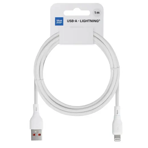 Blue Star PJ68-24-2.4 andmeedastus- ja laadimiskaabel | USB-A kuni Lightning | 12W | 1m | valge