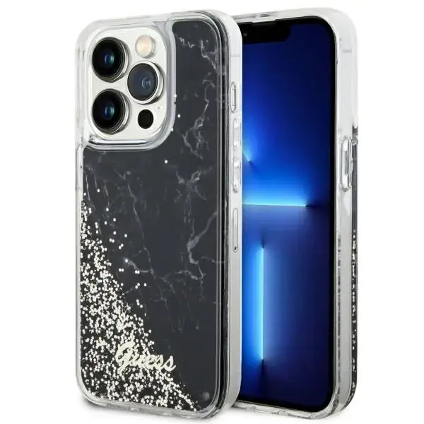 Guess GUHCP14LLCSGSGK iPhone 14 Pro 6.1" black|black hardcase Liquid Glitter Marble