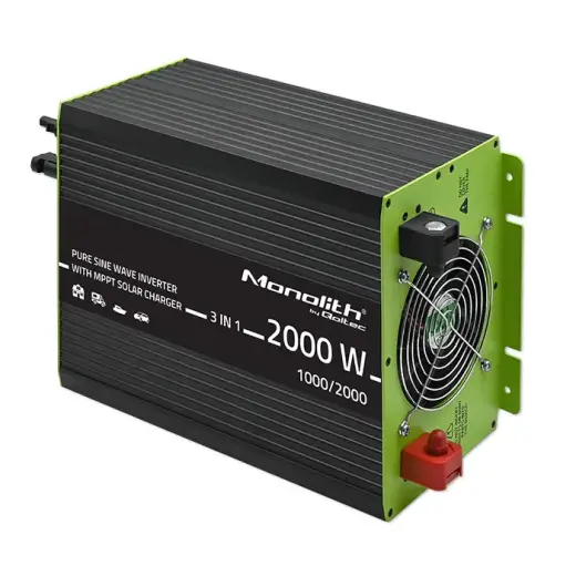 Qoltec Monolith 3-in-1 solar inverter with AC 10A charging function | MPPT 40A | UPS | ATS | 1000W | 2000W | 12V to 230V | Pure Sine Wave