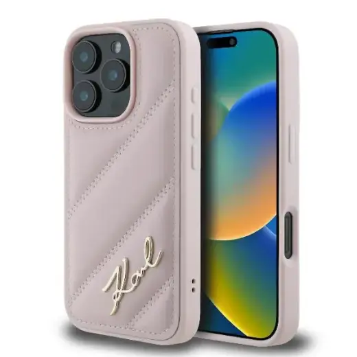 Karl Lagerfeld KLHCP16LPQDSMGP iPhone 16 Pro 6.3" różowy|pink hardcase Quilted Signature