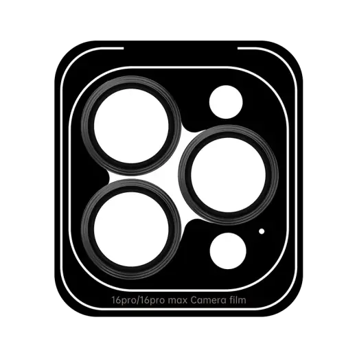Rock Tempered glass Pure Series Camera Lens on camera for Iphone 16 Pro/16 Pro Max (lens 3 pieces) black