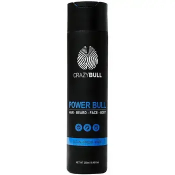 CrazyBull Power Bull Hair-Beard-Face-Body Shampoo - Multifunkční šampon 4 v 1 na vlasy, vousy, obličej a tělo 250ml