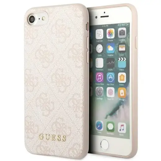 Guess GUHCI8G4GFPI iPhone SE 2022 | 2020 | 7 | 8  różowy|pink hard case 4G Metal Gold Logo