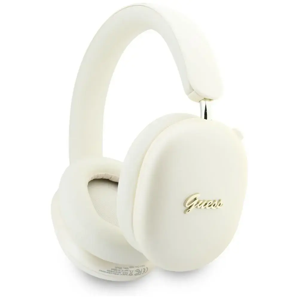 Headphones Guess Metallic Effect Metal Script Logo Bluetooth ENC beige