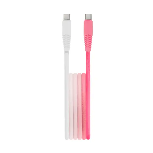 Setty KGC-C-1.5/320 datu pārraides un uzlādes vads | USB-C uz USB-C | 15W | 1.5m | balts, rozā