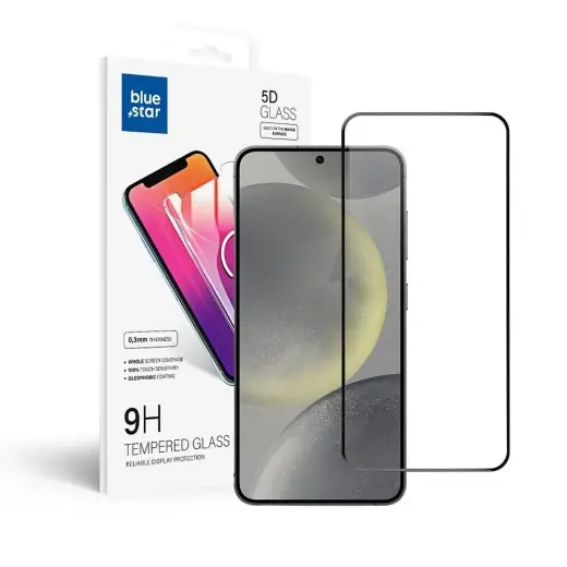 Blue Star 5D aizsargstikls telefona ekrānam Samsung Galaxy S24 (S921) ar uzstādīšanas rāmi