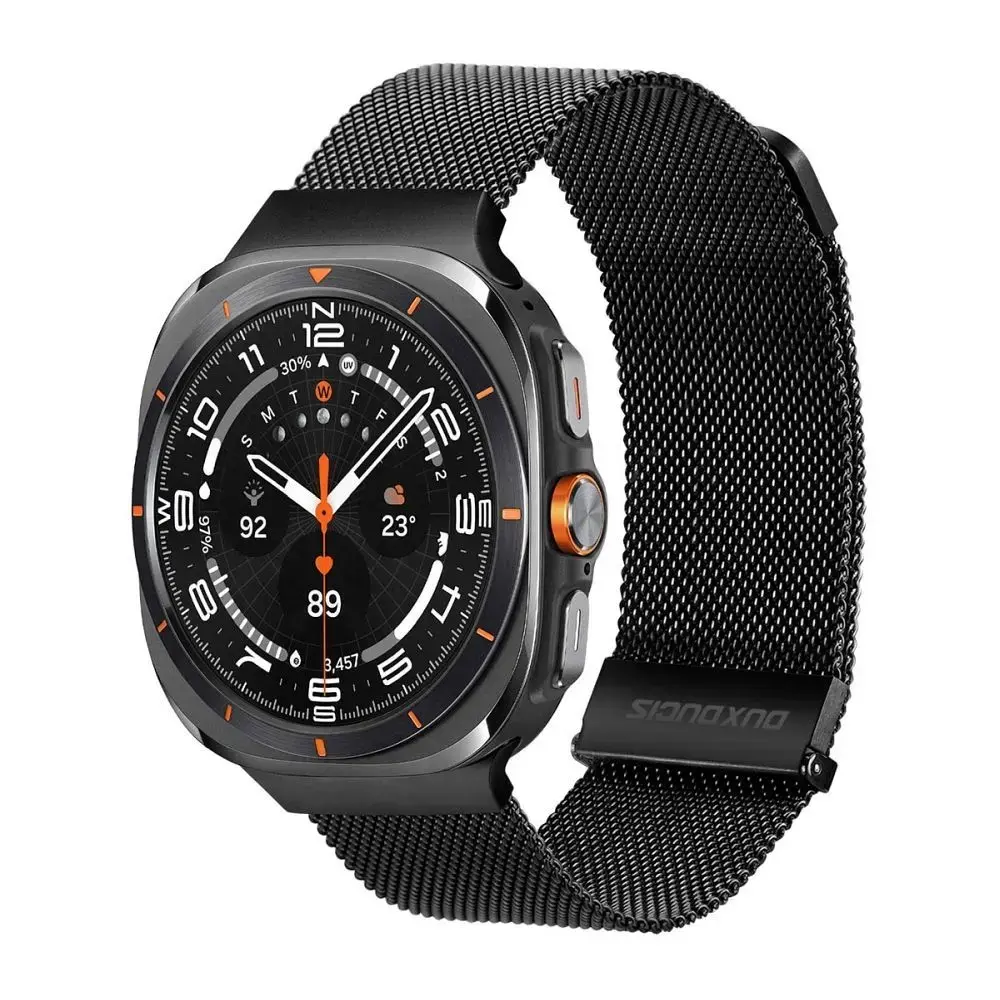 Dux Ducis Milanese universāla viedpulksteņa siksniņa priekš (47 mm) | nerūsējošs tērauds | melna