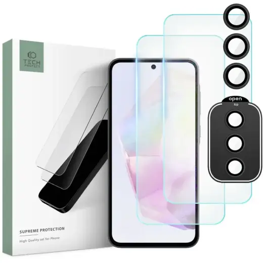 Tech-Protect Supreme Set for Samsung Galaxy A35 5G 2x Tempered Glass for Display | Tempered Glass for Camera