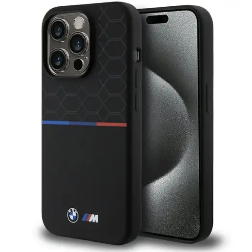 BMW BMHMP15L22SMPK iPhone 15 Pro 6.1" czarny|black hardcase M Silicone Pattern MagSafe