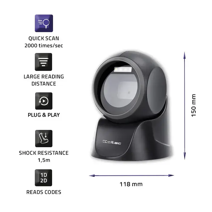Qoltec 1D | 2D | USB stationary scanner