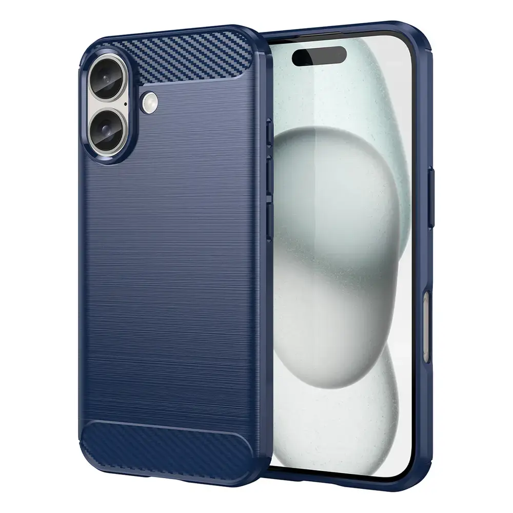 Carbon Case maciņš telefonam iPhone 16 Plus zils