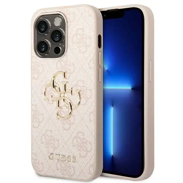 Guess PU 4G Metal Logo Case for iPhone 14 Pro Pink