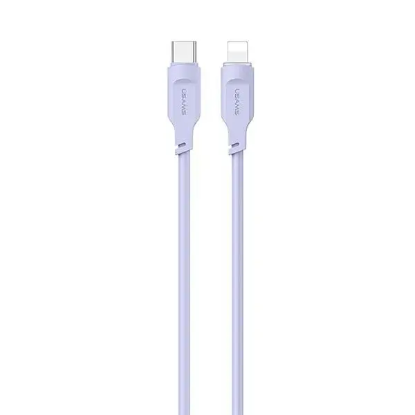USAMS Lithe Series SJ566USB03 datu pārraides un uzlādes vads | USB-C uz Lightning | 20W | 1.2m | violets