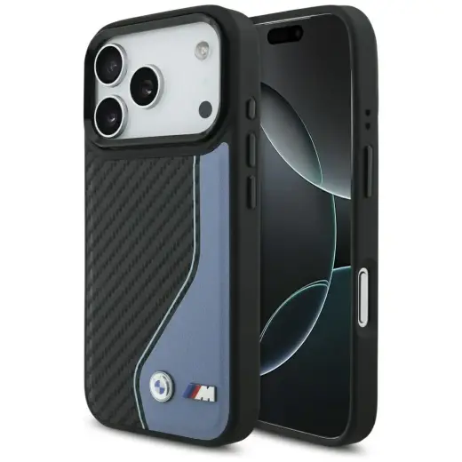 BMW M Carbon Logo phone case with MagSafe support for iPhone 17 Pro blue