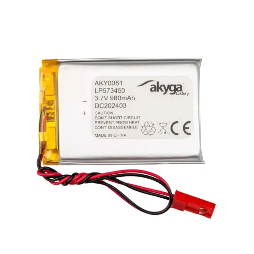Lithium Polymer Battery Akyga AKY0081 LP573450 Li-Po 3.7V | 980mAh PCM JST 2.54 2Pin Connector 150mm
