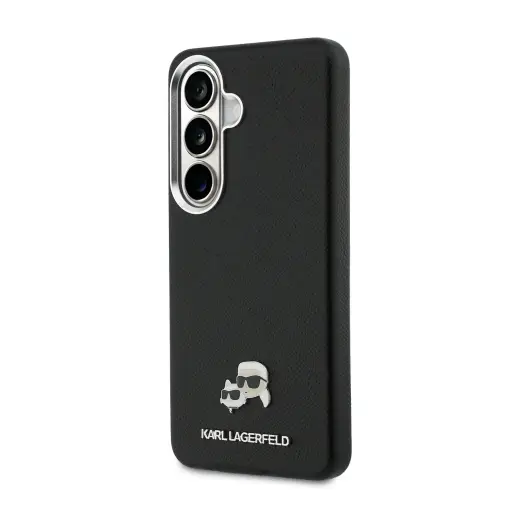 Karl Lagerfeld Grained PU Leather K&CH Heads maciņš ar MagSafe atbalstu telefonam Samsung Galaxy S26 (S942) melns