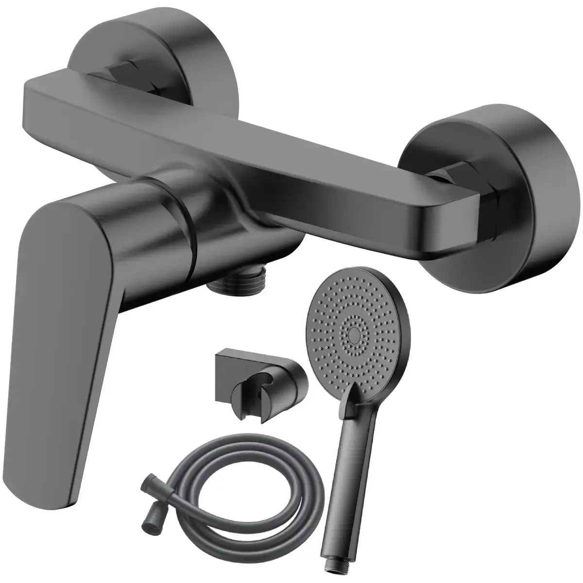 AB Shower mixer tap BAZEL, with shower set, grey