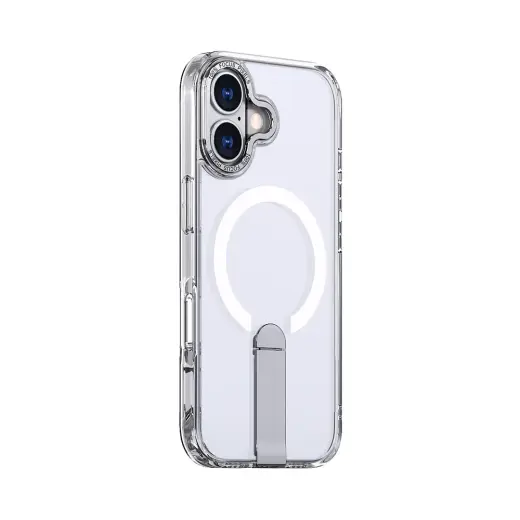 Hybrid Armor X phone case with stand and MagSafe support for iPhone 17 transparent