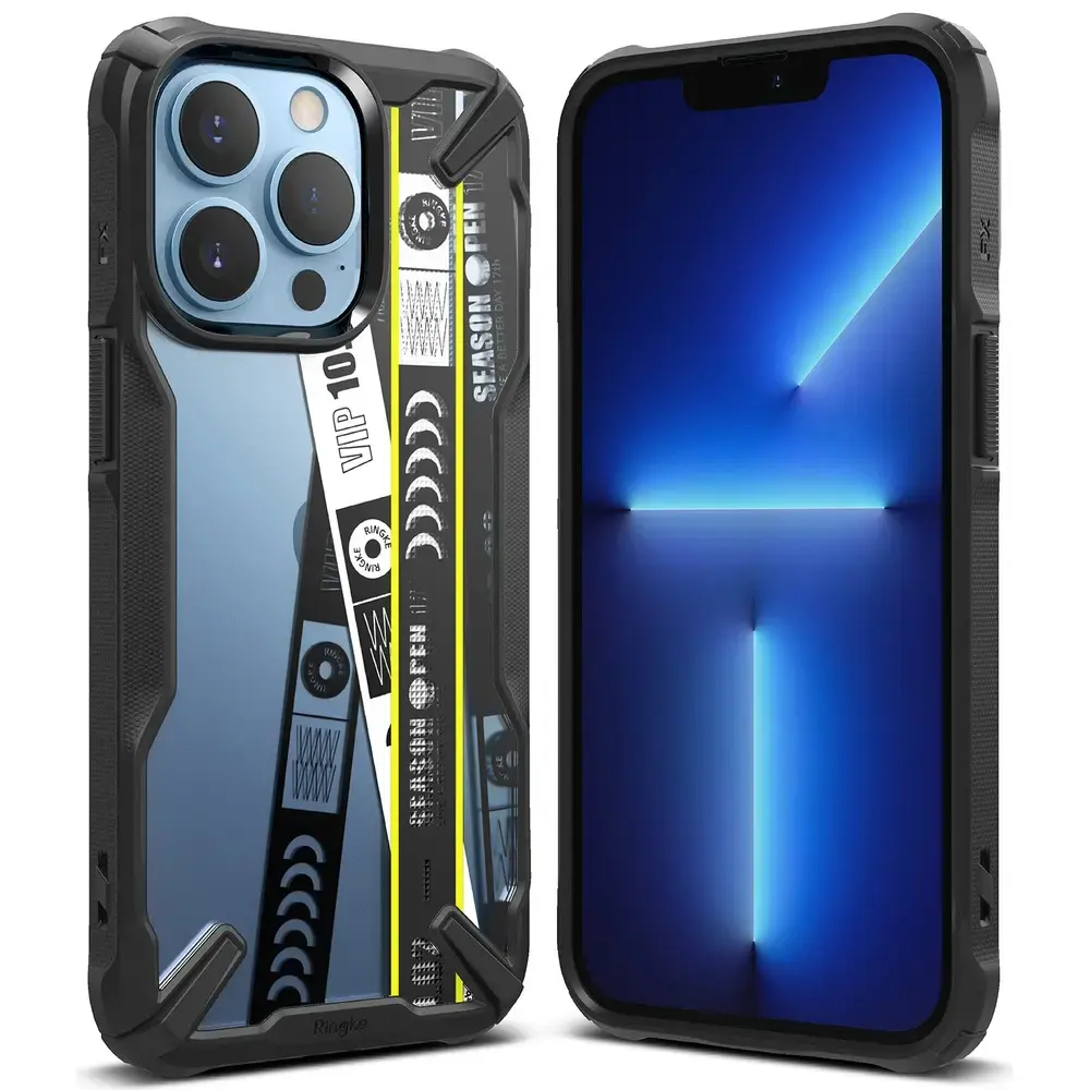 Ringke Fusion X Design durable PC Case with TPU Bumper for iPhone 13 Pro Max black (Ticket band) (FXD555E43)