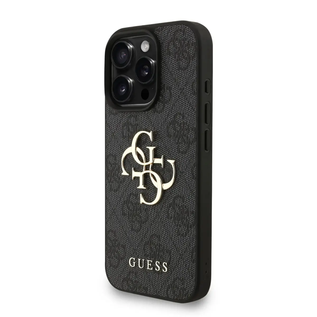 Guess PU 4G Metāla logotipa siksna vāciņš iPhone 16 Pro Max melns