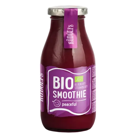Smūtijs RŪDOLFS BIO melleņu, zemeņu ar Čia sēklām "Labsajūtai", 260ml (DEP)