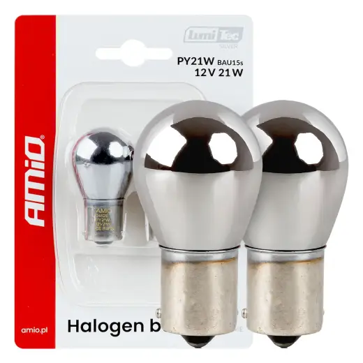 Halogen bulbs PY21W 12V21W BAU15S LumiTec CHROME 2 pcs. AMIO-04629