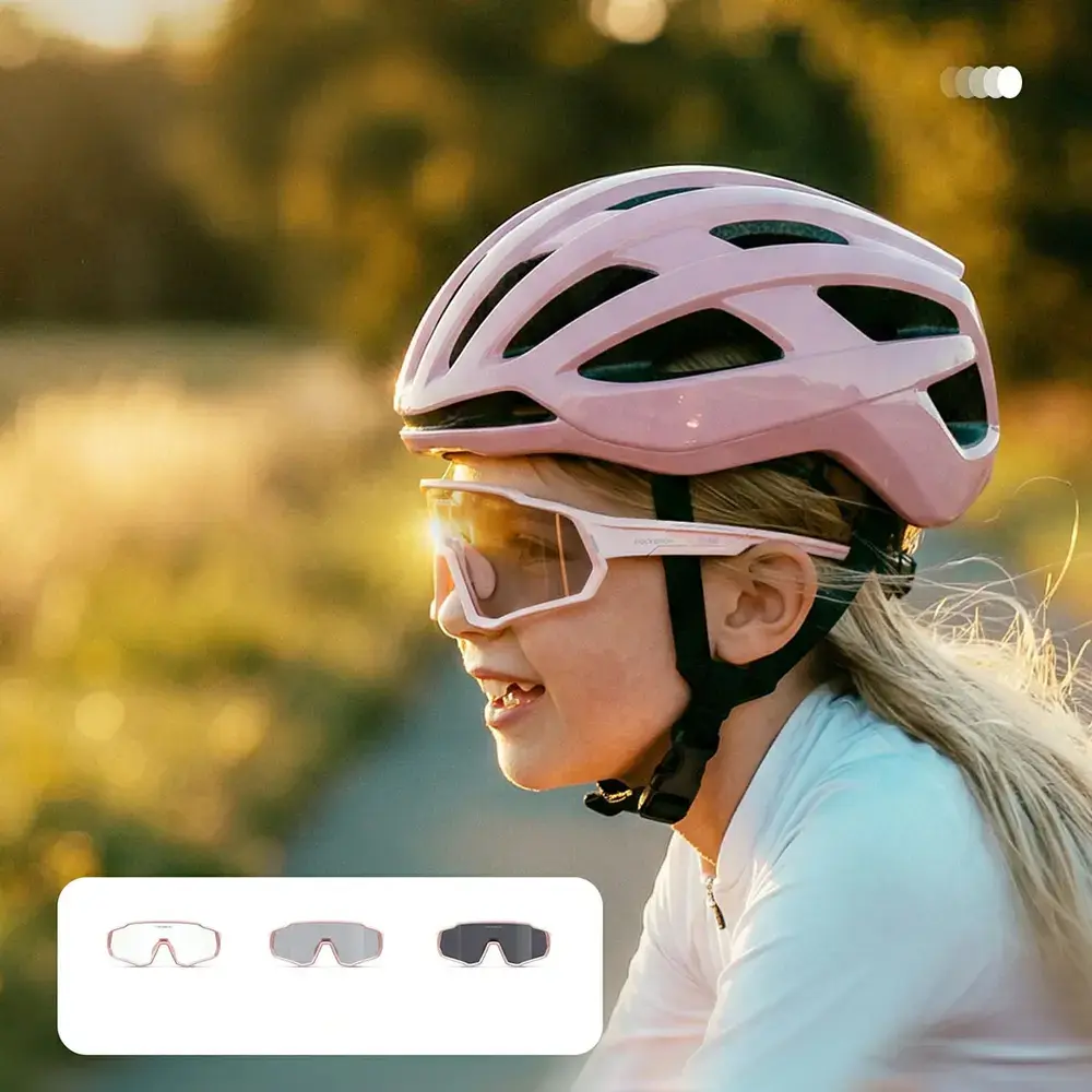 Rockbros SP383 Photochromic Cycling Glasses with UV400 Protection for Kids - Pink