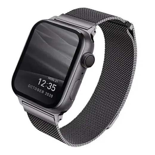 UNIQ Dante viedpulksteņa siksniņa priekš Apple Watch Series 4/5/6/7/8/SE/SE2 (38/40/41 mm) | nerūsējošs tērauds | pelēka
