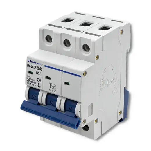 Qoltec Overcurrent Circuit Breaker C32 | Fuse | AC | 32A| 3P