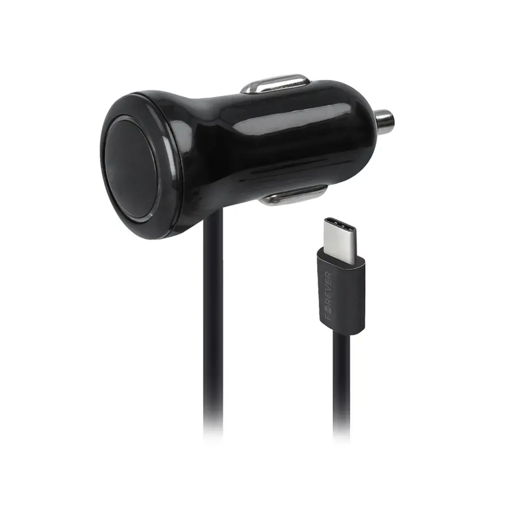 Forever M01 Car charger 2.1A  whit Type-C cable and LED indicator | 1,5m Black