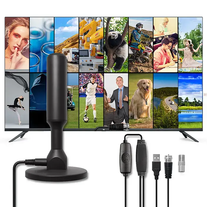 Qoltec Indoor DVB-T2 TV antenna with signal amplifier and magnetic base | 4K | 28dBi | 5m