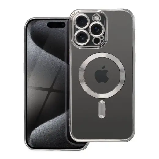 Case for iPhone 15 PRO MAX Electro Mag Cover compatible with MagSafe titanium gray