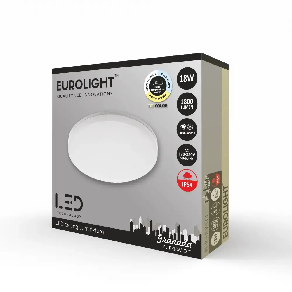 Granada LED šviestuvas 18W 3000K-4000K-6500K IP54 Eurolight CCT