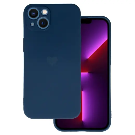 Vennus Silicone Heart telefono dėklas iPhone 14 Plus tamsiai mėlynas (dizainas 1)