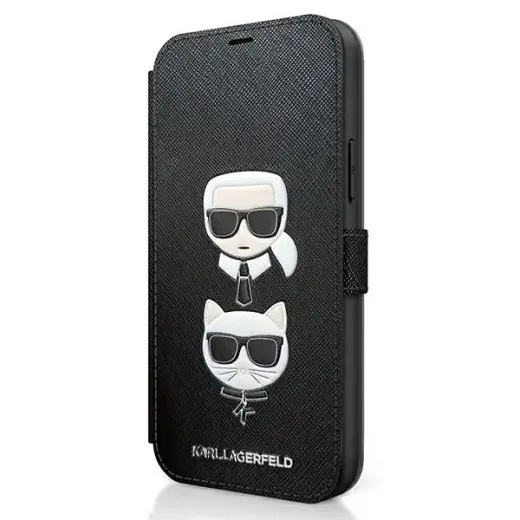 Karl Lagerfeld KLFLBKP12MSAKICKCBKiPhone 12|12 Pro 6,1" black book Saffiano Karl & Choupette
