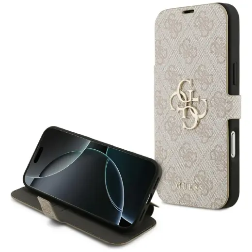 Etui Guess Book 4G Metal Logo do iPhone   17 Pro Max różowy