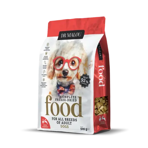 Liofilizēta barība suņiem - DR Malou, Duck with rabbit - Adult Dog 500g