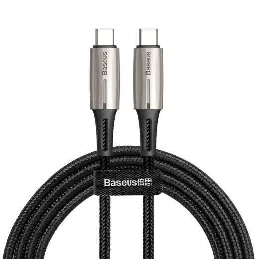 Baseus Water Drop USB-C -> USB-C Datu un Uzlādes vads 60W | PD 2.0 | 200 cm Melns
