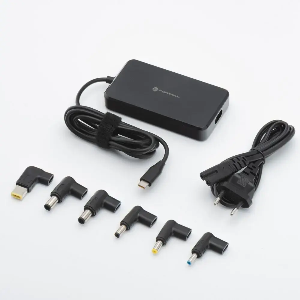 FORCELL F-ENERGY E856 uniwersal laptop charger 90W (6 adaptors) - czarny