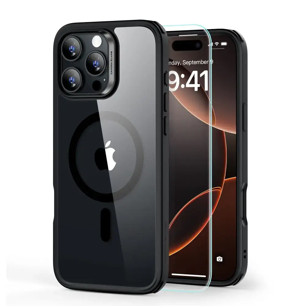 ESR Classic Hybrid HaloLock MagSafe ekrāna aizsargstikls priekš iPhone 16 Pro Max Clear|Black
