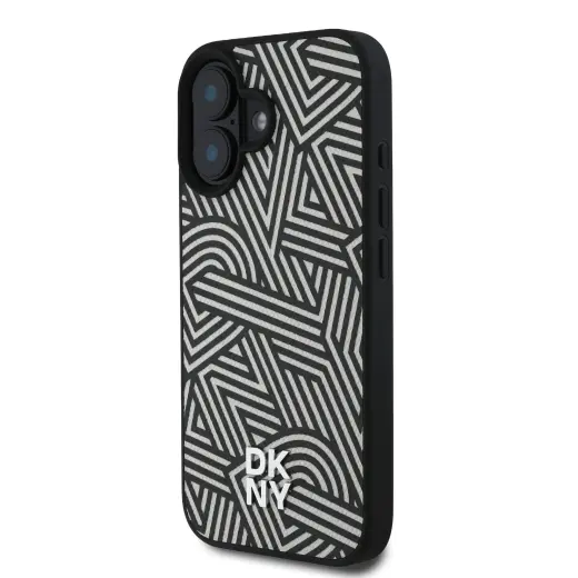 DKNY PU Leather Crosswalk Pattern Magsafe Case for iPhone 16 Ivory