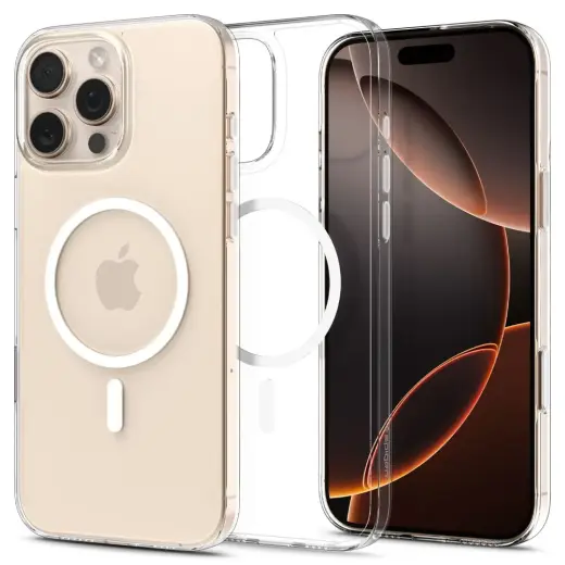 Spigen Thin Fit "T" Mag telefoni ümbris MagSafe toega iPhone 16 Pro läbipaistev valge
