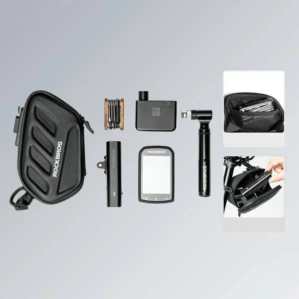 Torba rowerowa Rockbros C61 podsiodłowa z inteligentną lampką tylną 0,45 l - czarna