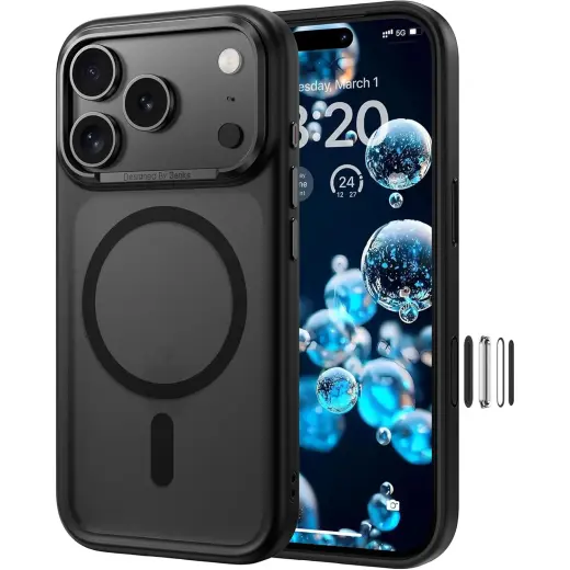 Benks Magnetic Mist Metal Frame maciņš telefonam iPhone 17 Pro Max melns