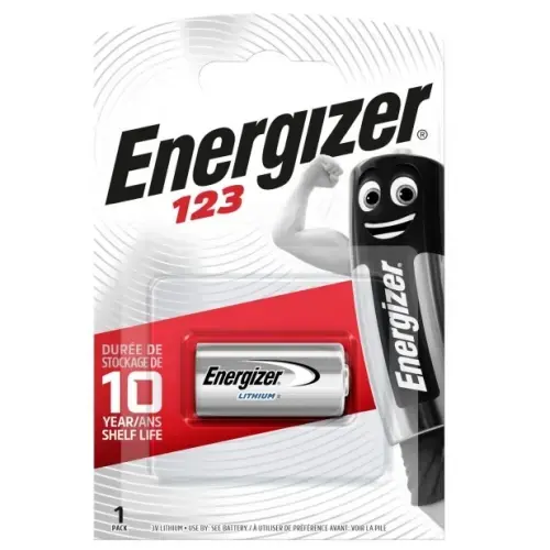 Energizer CR123 BLISTERA IEPAKOJUMĀ 1GB.